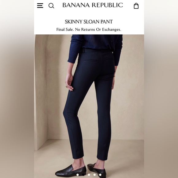 Banana Republic Skinny Sloane pants in navy. - Picture 1 of 6